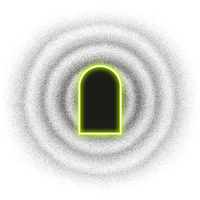 a neon sign with a hole in it on a black background