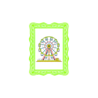 a green frame with an image of a ferris wheel