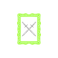 two crossed swords in a green frame